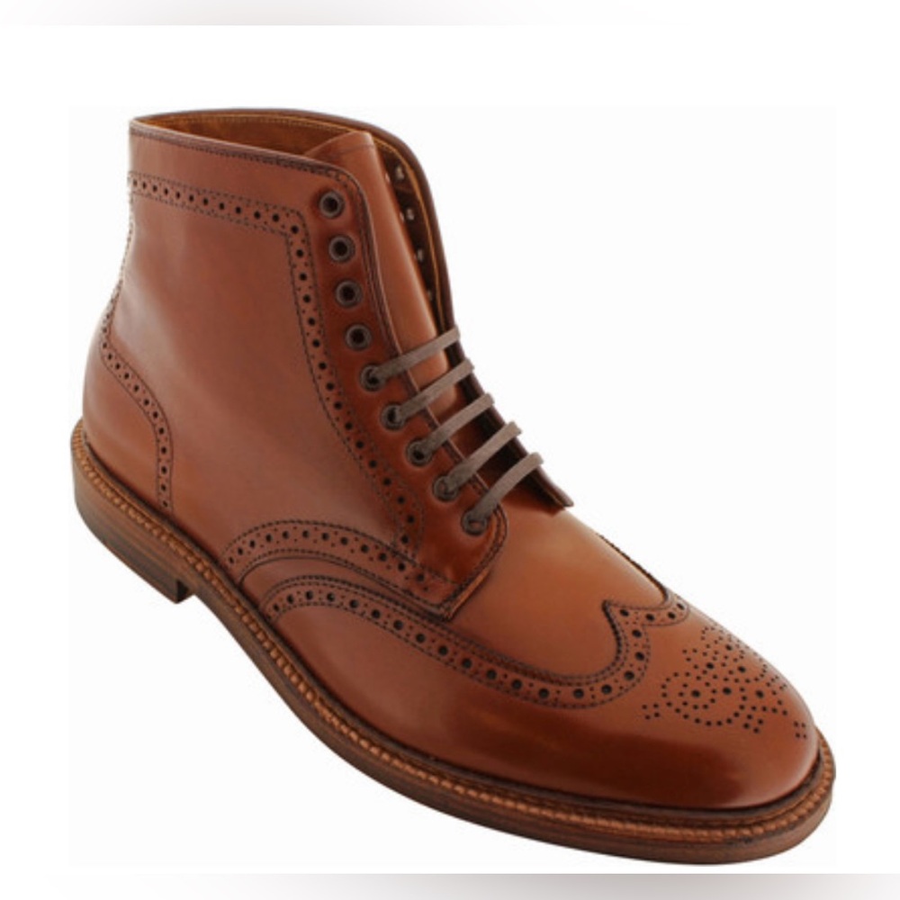 ALDEN 44618 Wingtip Boots Dark Tan Calfskin Lace Up Ankle Whiskey 13 BD - Picture 2 of 12